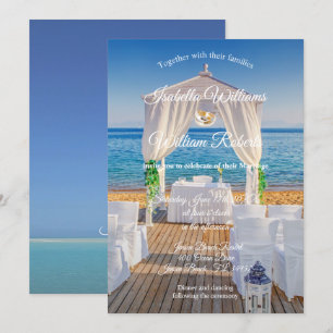 Elegant Floral Ocean Beach Summer Wedding Invitation