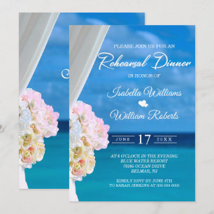 Elegant Floral Ocean Beach Summer Wedding Invitation