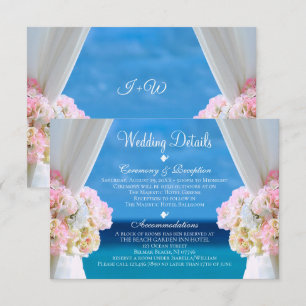 Elegant Floral Ocean Beach Wedding Details Invitation