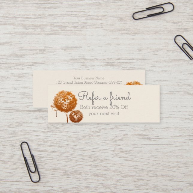 Elegant Floral On Cream Referral Card (Front/Back In Situ)