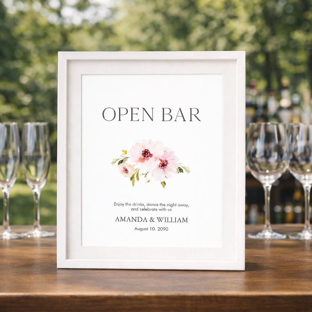 Elegant Floral Open Bar Sign  (Creator Uploaded)
