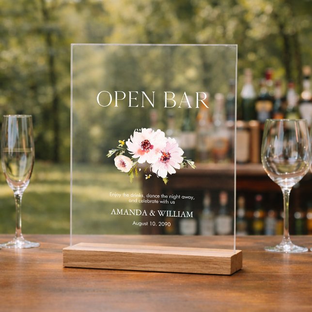 Elegant Floral Open Bar Sign  (Creator Uploaded)