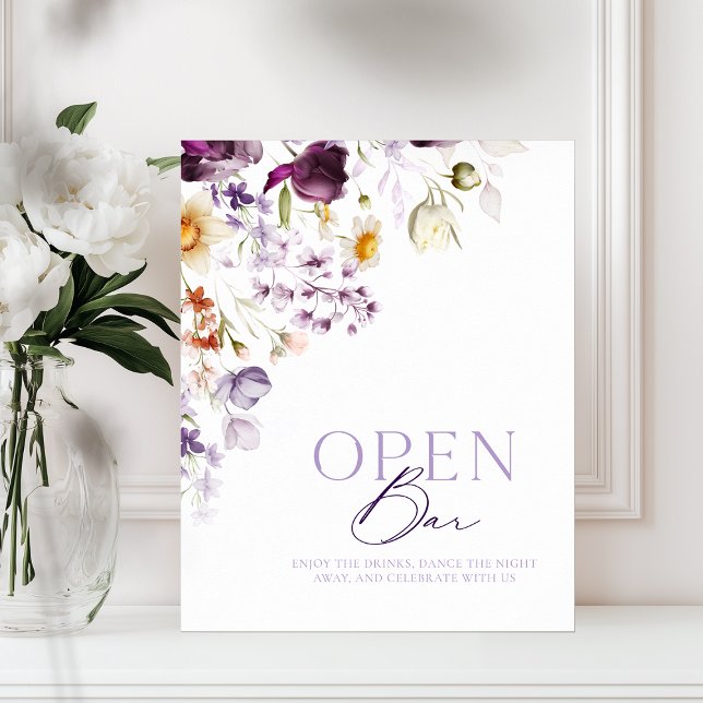 Elegant Floral Open Bar Sign (Creator Uploaded)