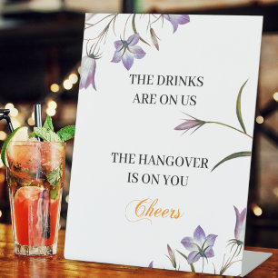 Elegant Floral Open Bar wedding reception Pedestal Sign
