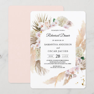 Elegant Floral Orchids & Pampas Beauty Frame Invitation