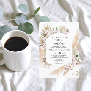 Elegant Floral Orchids & Pampas Beauty Frame Invitation