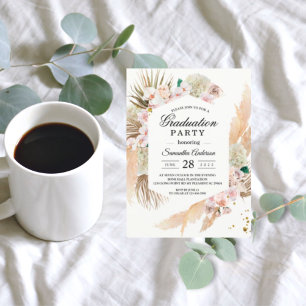 Elegant Floral Orchids & Pampas Beauty Frame Invitation