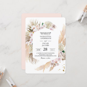 Elegant Floral Orchids & Pampas Beauty Frame Invitation