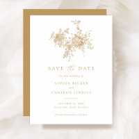 Elegant Floral Ornament Gold Wedding Save the Date