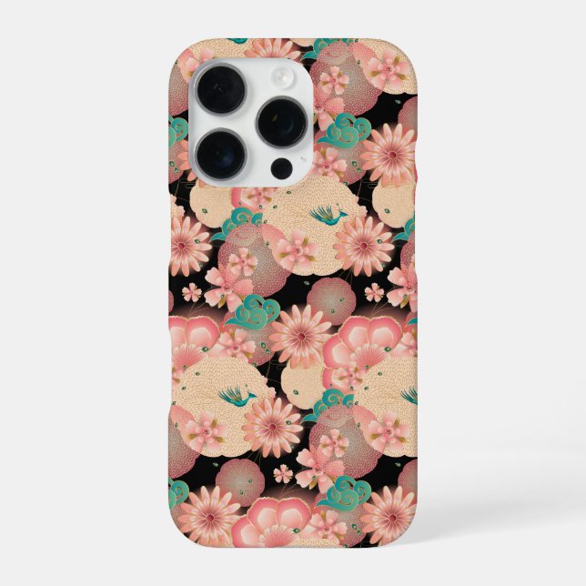 Elegant Floral Ornament Spring Peach Garden Boho iPhone Case (Back)