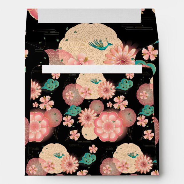 Elegant Floral Ornament, Spring Peach Garden Envelope (Back (Bottom))