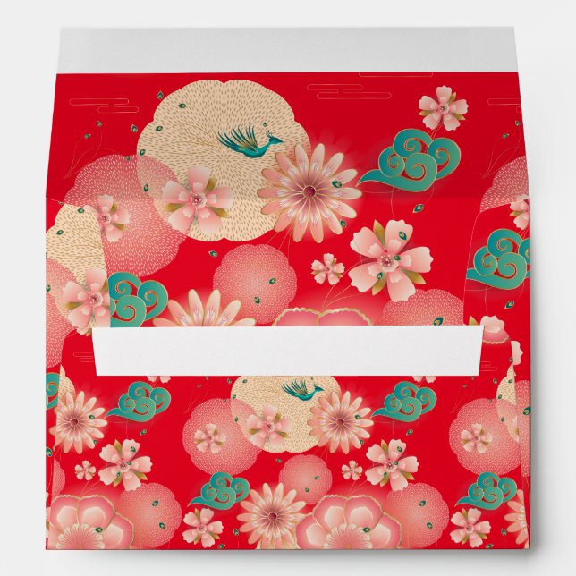 Elegant Floral Ornament, Spring Peach Garden Envelope (Back (Bottom))