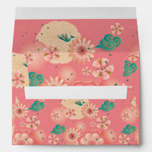 Elegant Floral Ornament, Spring Peach Garden Envelope