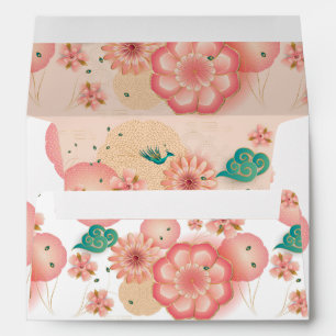 Elegant Floral Ornament, Spring Peach Garden Envelope