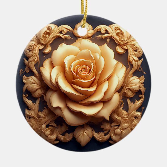 Elegant Floral Ornament With Golden Accents (Front)