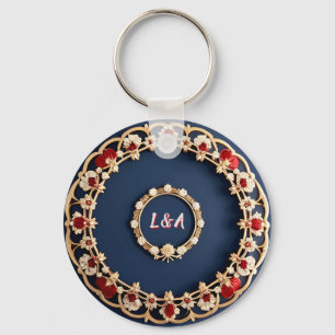 Elegant Floral Ornamental Design Key Ring