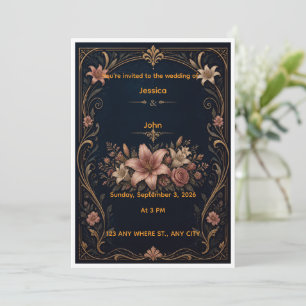 Elegant Floral Ornate Wedding Invitation