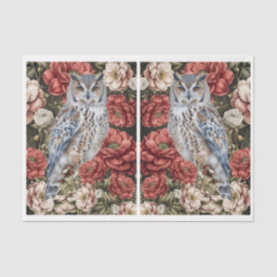 Elegant Floral Owl Decoupage Tissue Paper