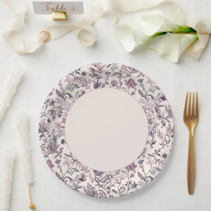 Elegant Floral Paisley Border Paper Plate