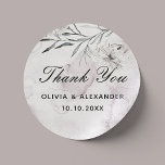 Elegant floral pale dusty purple wedding thank you classic round sticker<br><div class="desc">Elegant watercolor floral wedding thank you sticker in smoky dusty purple,  pale violet colours. Please contact me if you need additional items.</div>