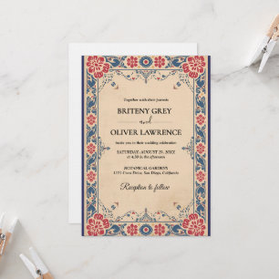 Elegant floral Papel Picado weeding Invitation