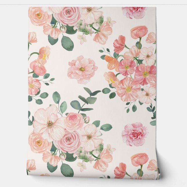 Elegant floral Pastel colour flowers  Wallpaper (Unrolling)