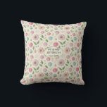 Elegant Floral Pastel Customised Wedding Name Date Cushion<br><div class="desc">This design features a charming watercolor floral pattern in gentle pastel tones of pink, blue, green, and yellow. The soft blossoms, leaf branches, and delicate arrangement create a romantic garden feel. An oval cream plaque in the centre highlights customisable text for names and a date, making it ideal for commemorating...</div>