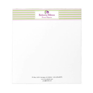 Elegant Floral Pastel Stripes Personalized Notepad