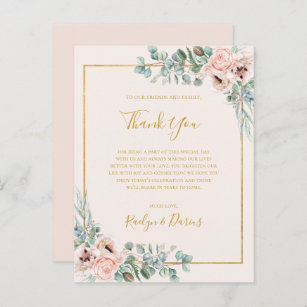 Elegant Floral   Pastel Thank You Reception Card