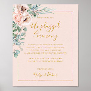 Elegant Floral Pastel Unplugged Ceremony Sign