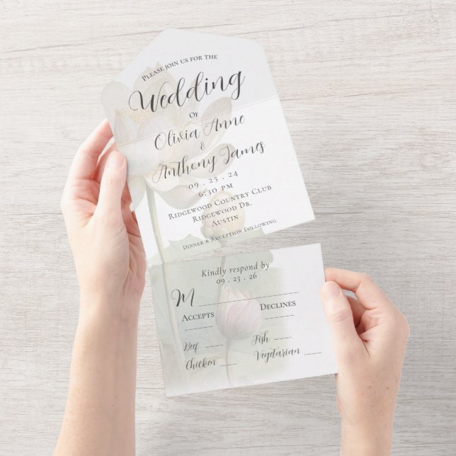 Elegant Floral Pastel Wedding All In One Invitation (Tearaway)