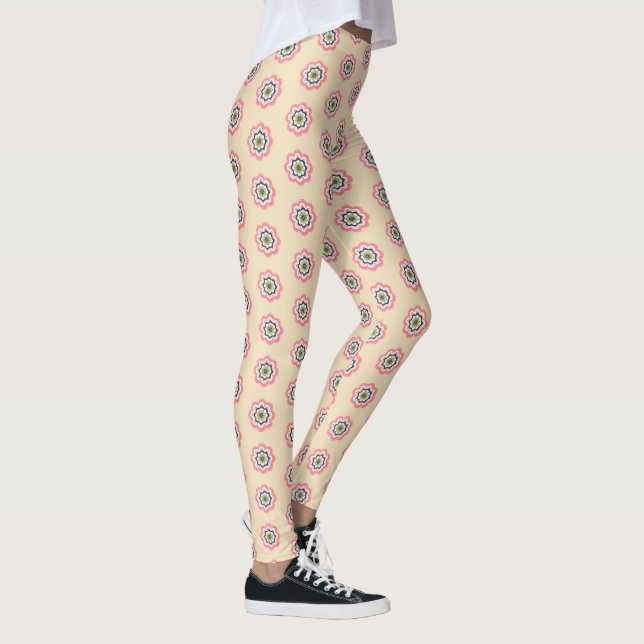 Elegant Floral Pastel women  Leggings (Right)