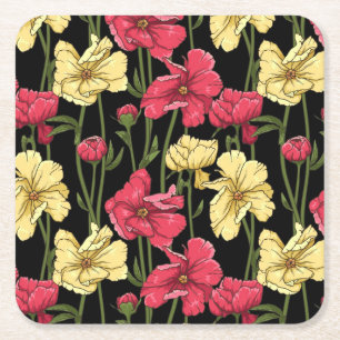 Elegant floral pattern 2 square paper coaster
