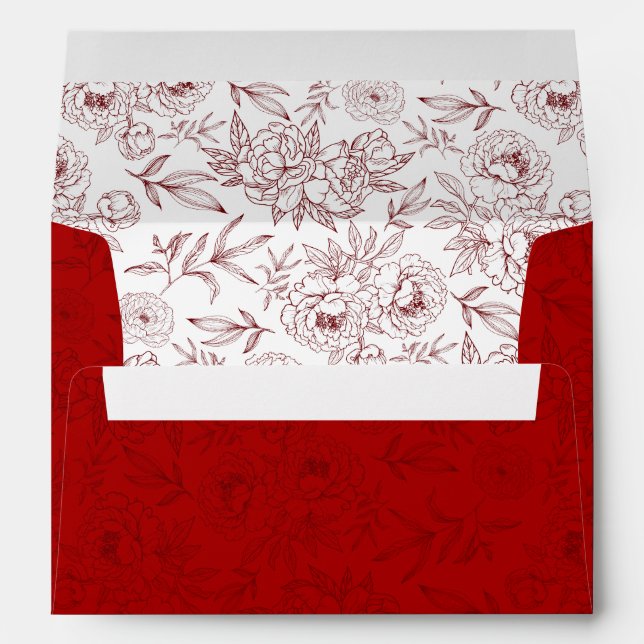 Elegant Floral Pattern Chinese Wedding Invitation Envelope (Back (Bottom))