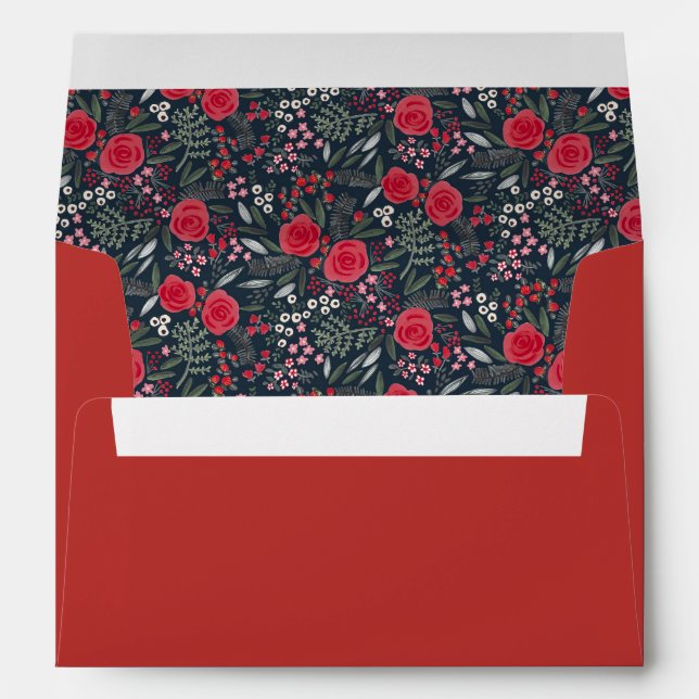 Elegant Floral Pattern Christmas Holiday  Envelope (Back (Bottom))