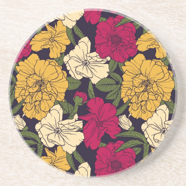 Elegant floral pattern coaster (Front)