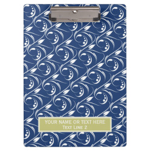 Elegant Floral Pattern: Cobalt Blue Fashion Colour Clipboard