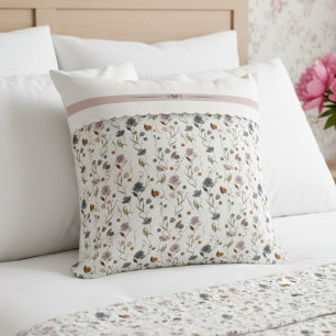 Elegant Floral Pattern Cottagecore Throw Pillow