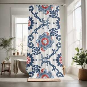 Elegant floral pattern decorative eye-catching shower curtain