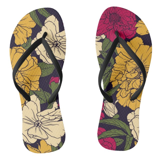 Elegant floral pattern flip flops (Footbed)