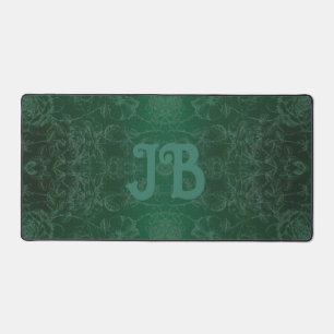 Elegant Floral Pattern green Desk Mat