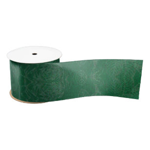 Elegant Floral Pattern green Satin Ribbon