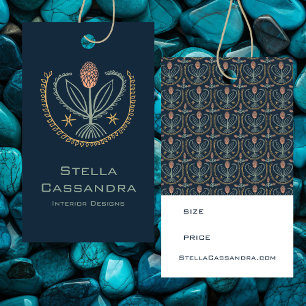 Elegant Floral Pattern Hang Tag Price Size CUSTOM