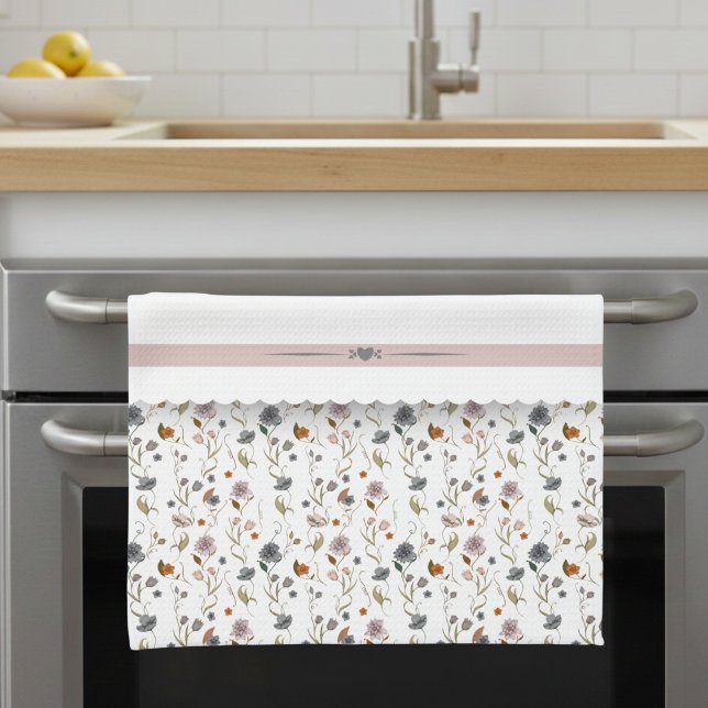 Elegant Floral Pattern Housewarming Kitchen Towel (Elevate your kitchen decor with this charming, elegant floral kitchen towel)
