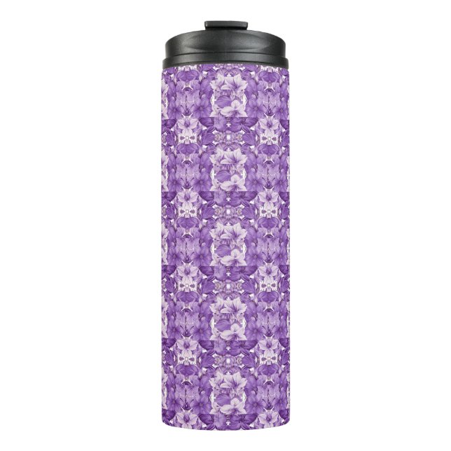 Elegant floral pattern in purple tones thermal tumbler (Front)