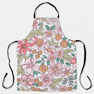 Elegant floral pattern in small hand draw flower.  apron