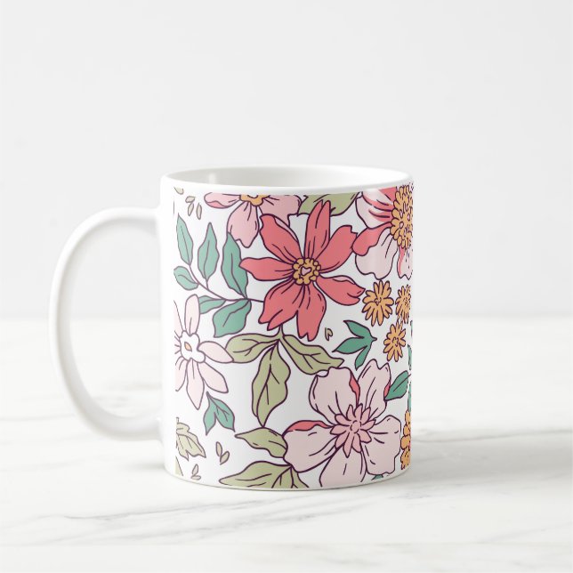 Elegant floral pattern in small hand draw flower.  coffee mug (Left)