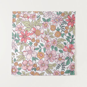 Elegant floral pattern in small hand draw flower. tapestry
