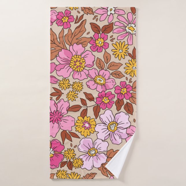 Elegant floral pattern in small hand draw flowers. bath towel (Bath Towel)