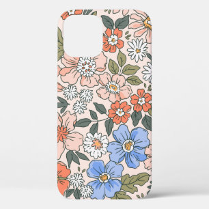 Elegant floral pattern in small hand draw flowers iPhone 12 case